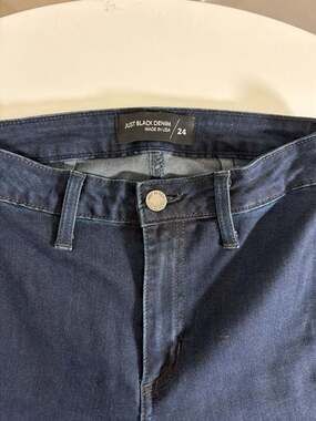 JUST BLACK DENIM Made in USA High Rise Wide Leg Flare Jeans in Dark Wash Size 24